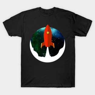 The small red Rocket in Space T-Shirt